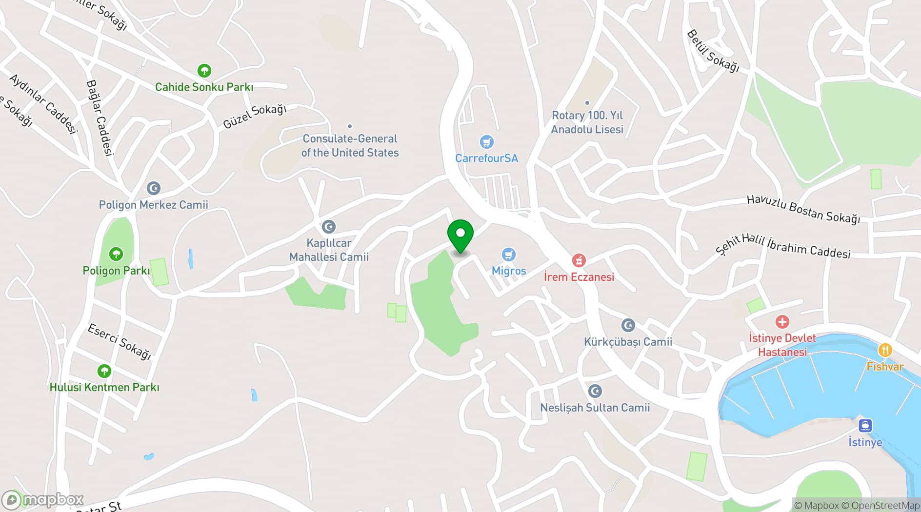 Map showing Istinye Campus
