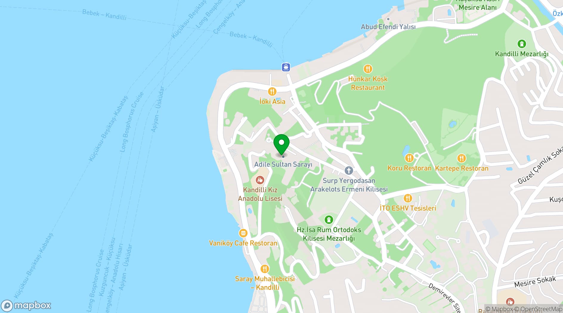 Map showing Adile Sultan Palace