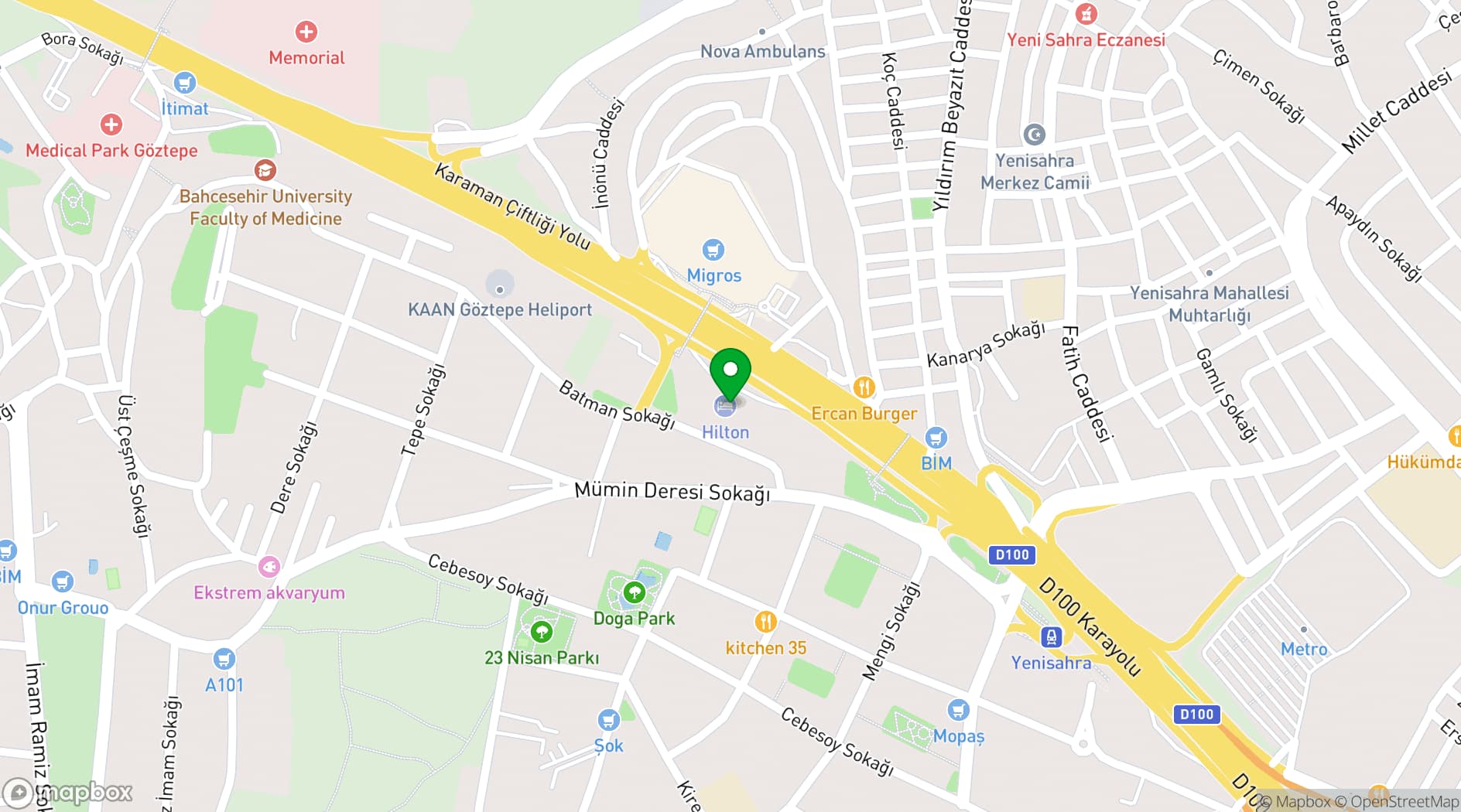 Map showing Hilton Istanbul Kozyatagi
