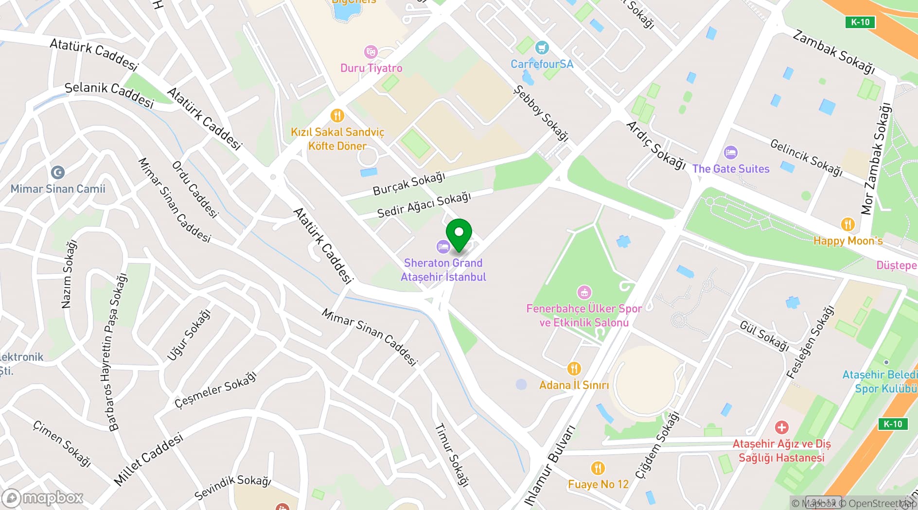 Map showing Sheraton Grand Istanbul Atasehir