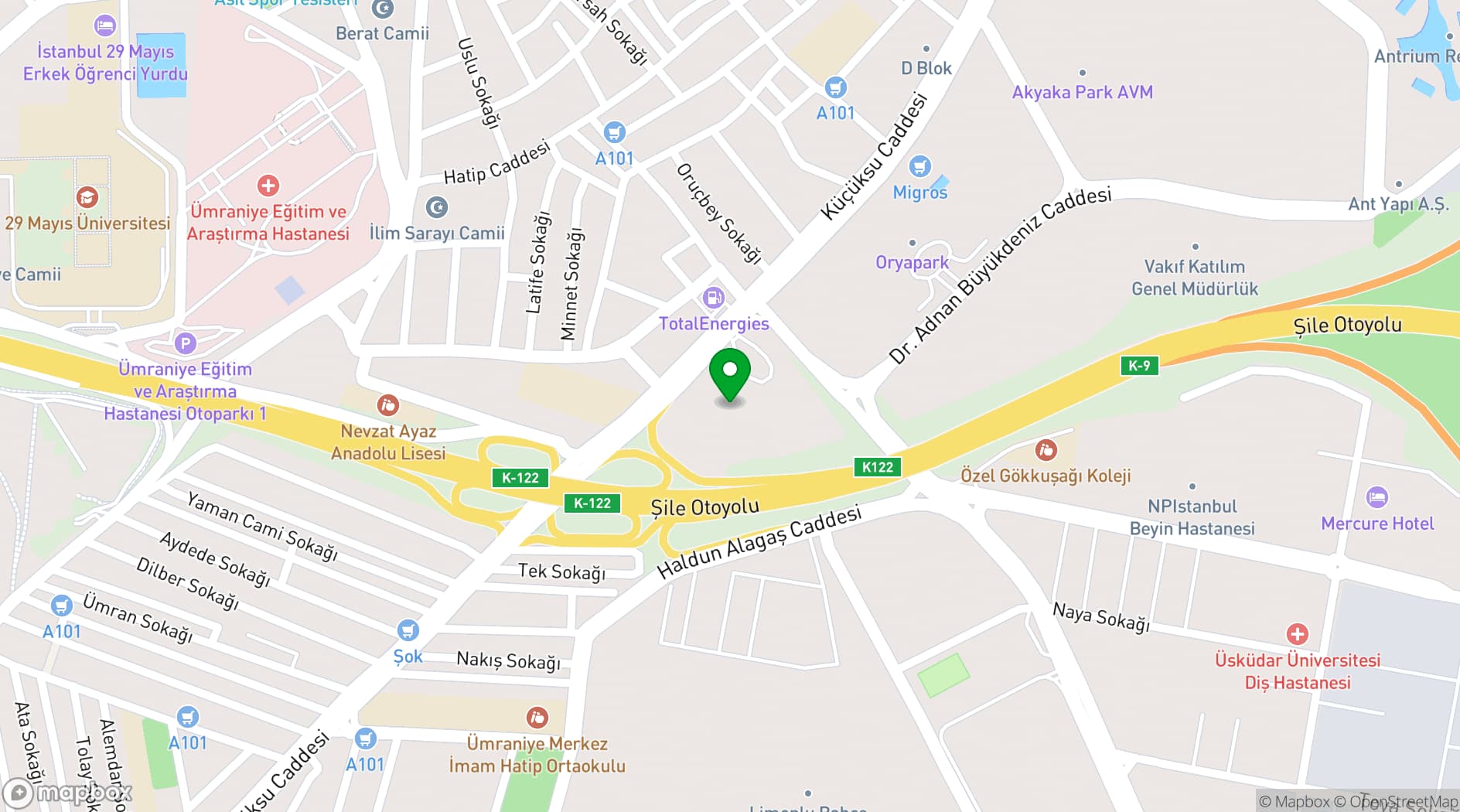 Map showing Crowne Plaza Istanbul - Oryapark
