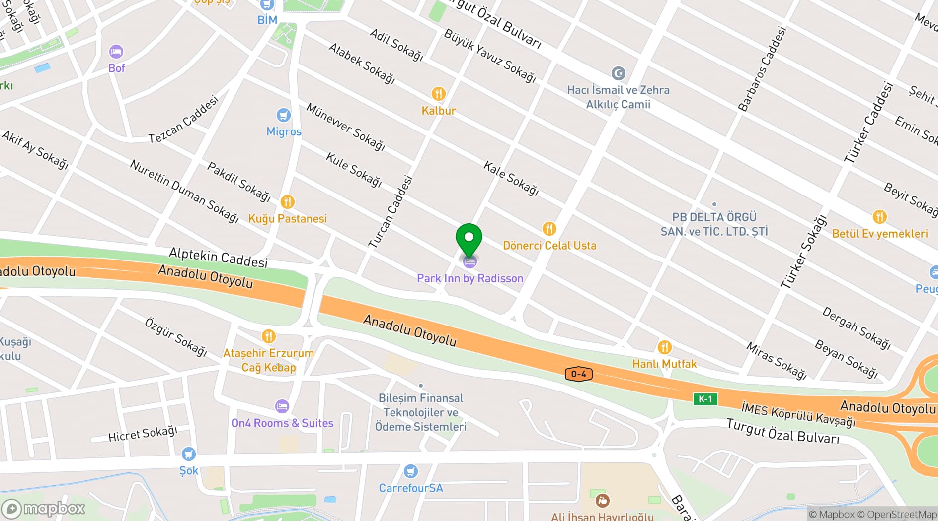 Map showing Park Inn by Radisson Istanbul Atasehir