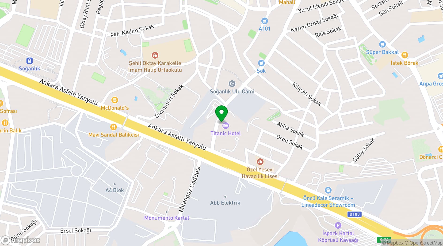 Map showing Titanic Business Kartal