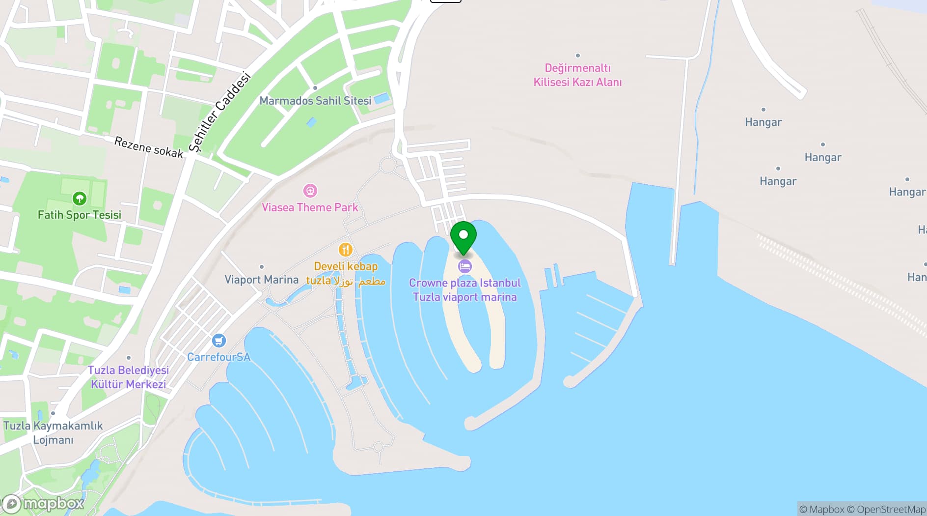 Map showing Crowne Plaza Istanbul Viaport Marina Hotel