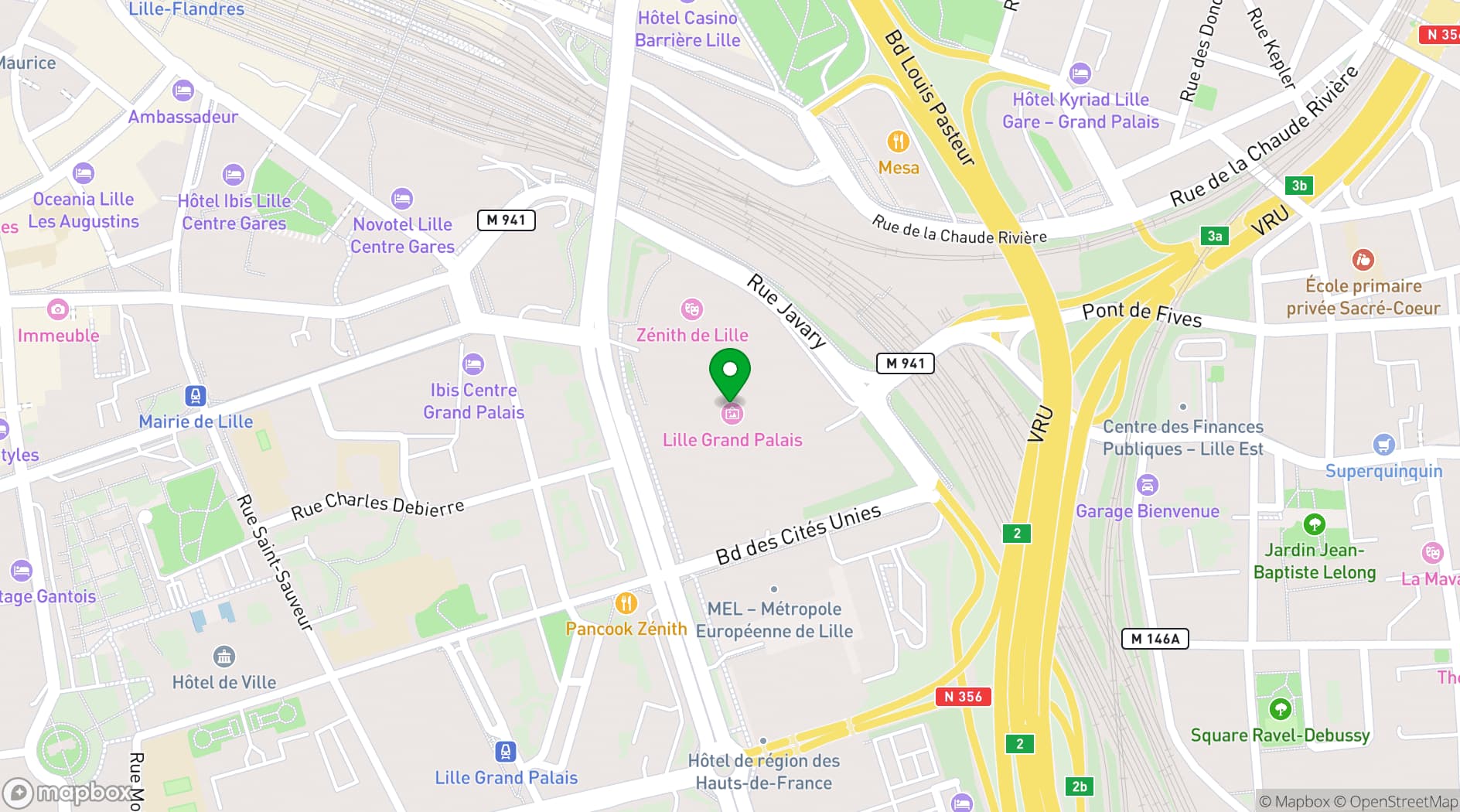 Map showing Lille Grand Palais