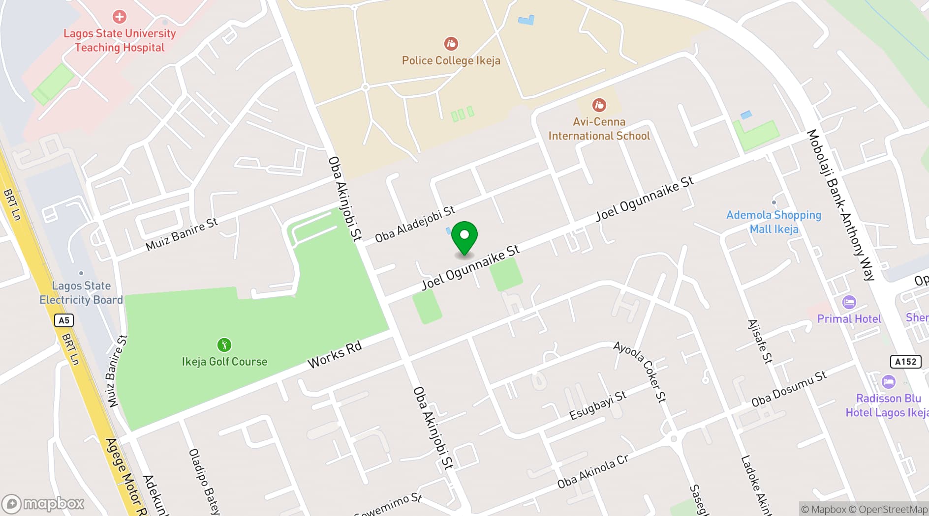 Map showing Lagos Marriott Hotel Ikeja