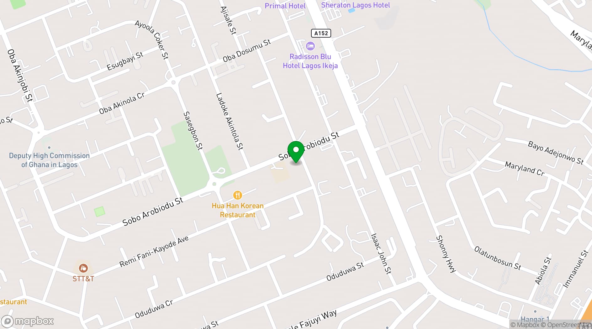 Map showing BON Hotel Ikeja Residence