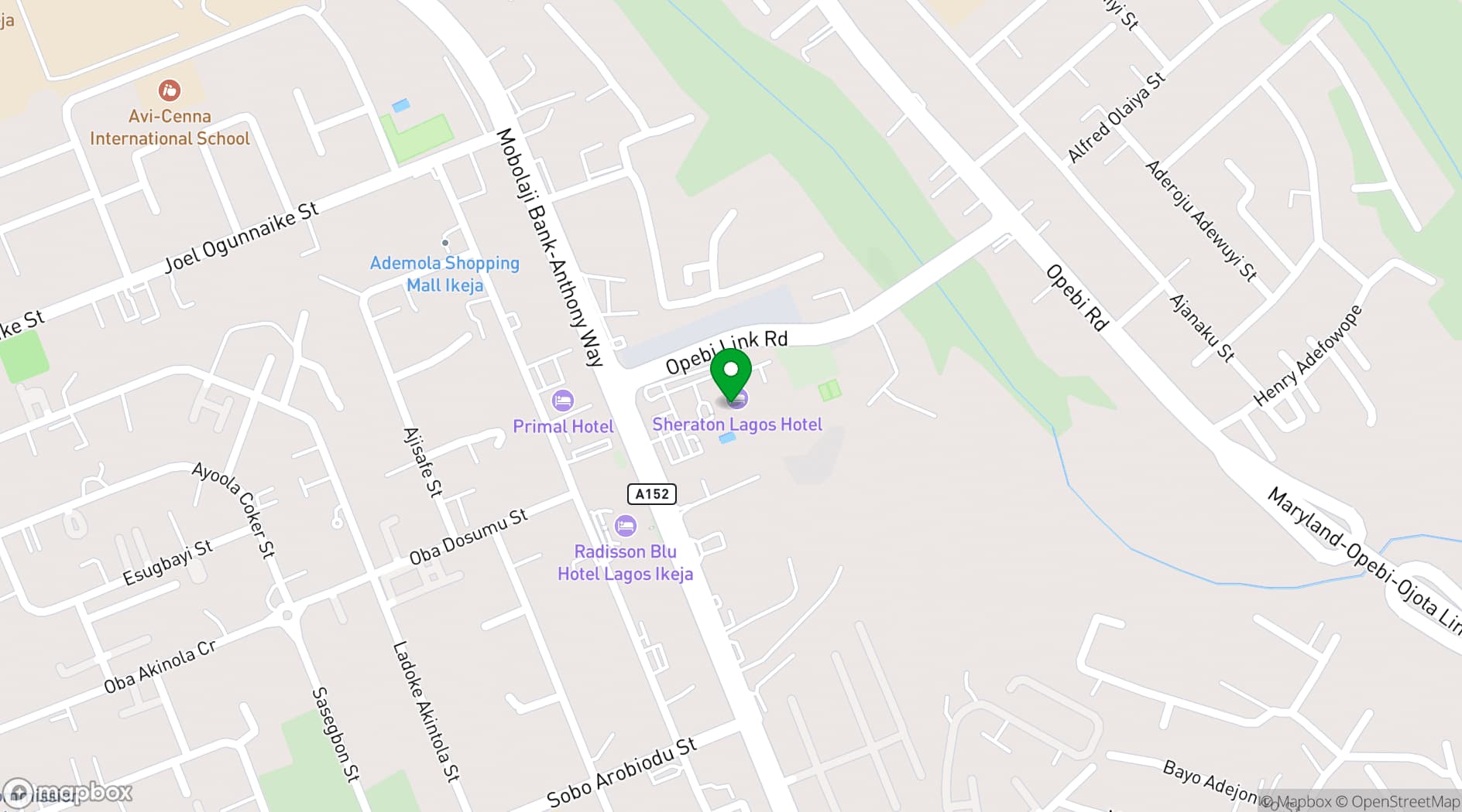 Map showing Sheraton Lagos Hotel