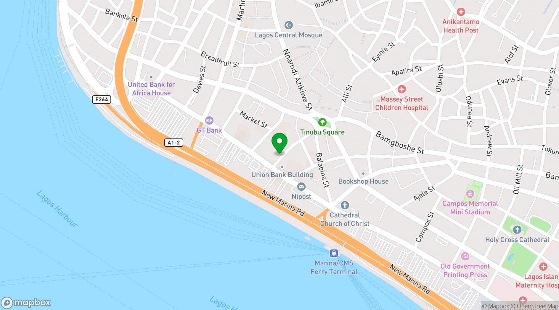 Map showing Glover Memorial Hall