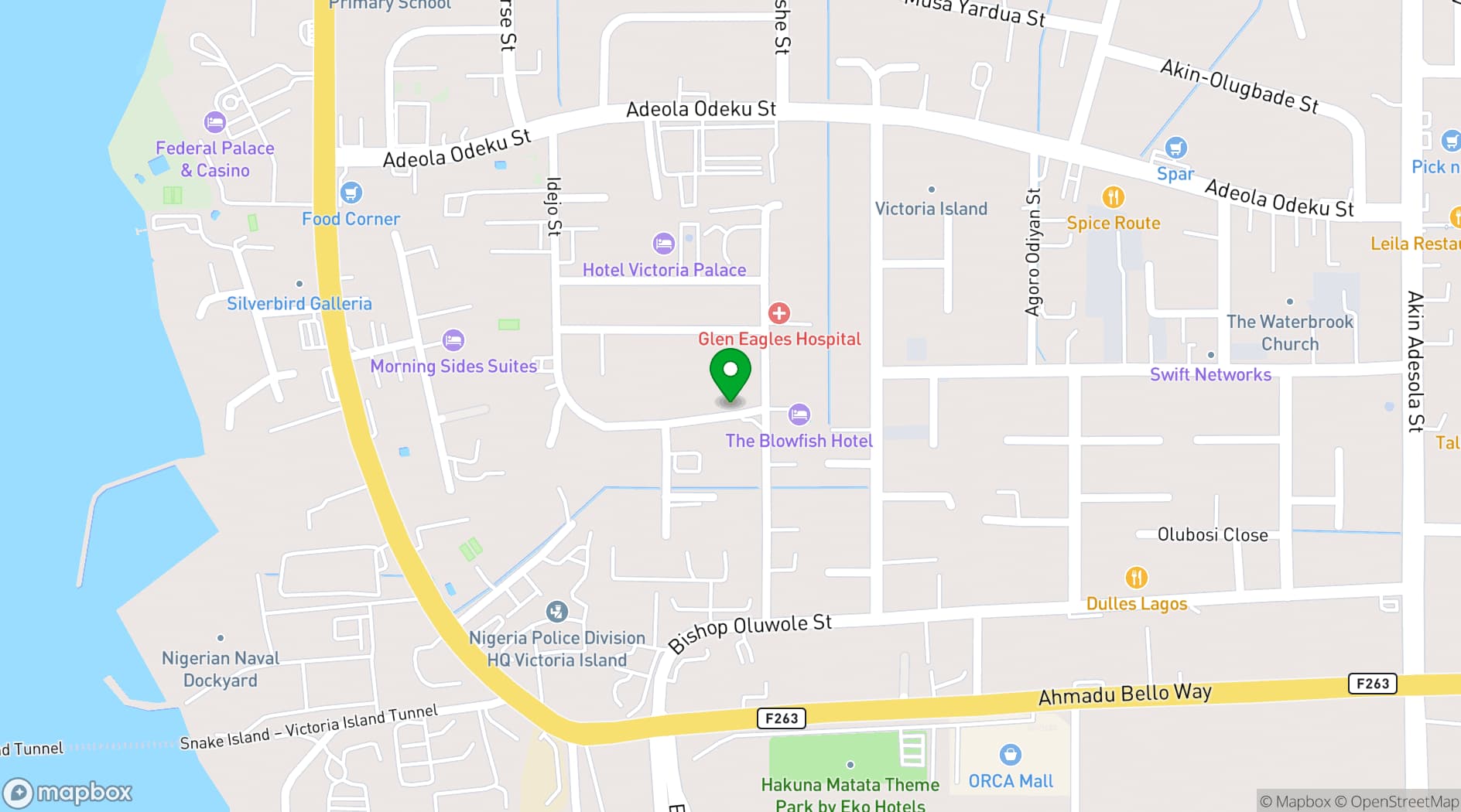 Map showing Vertigo Hotel