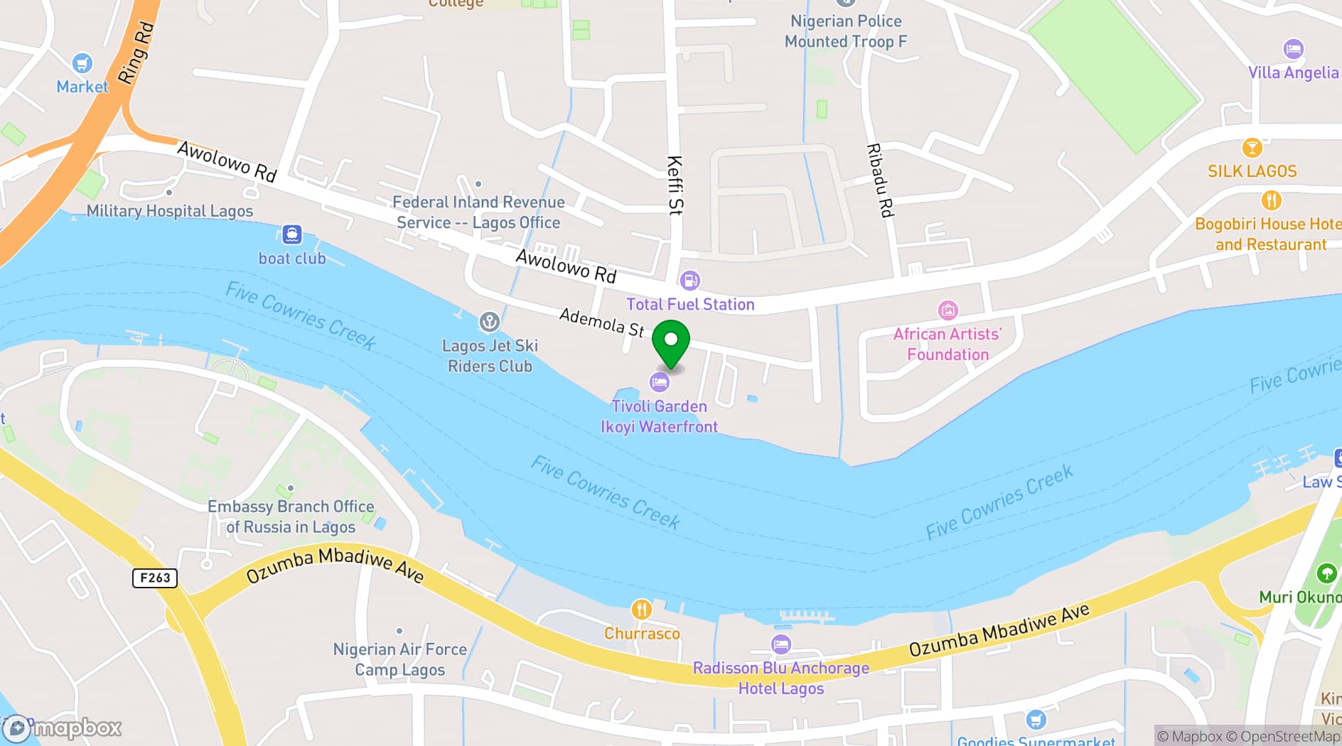Map showing Tivoli Garden Ikoyi Waterfront