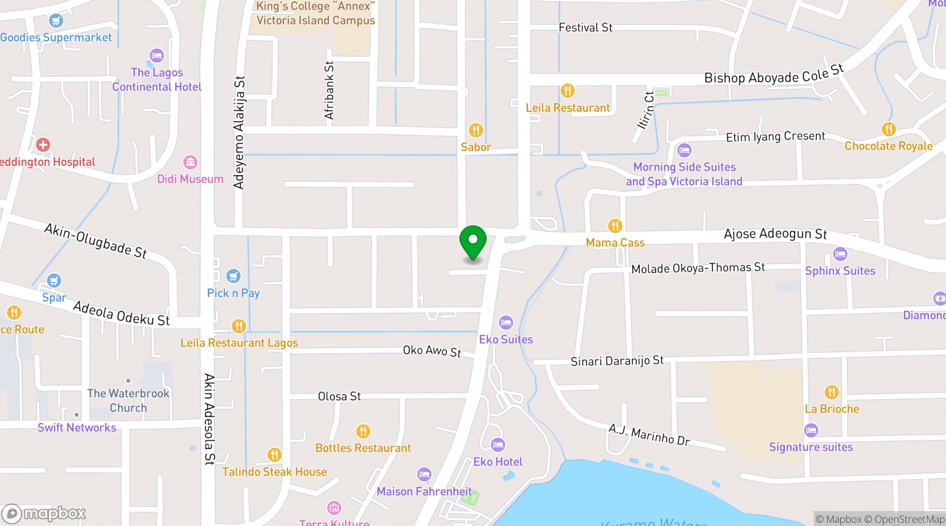 Map showing Park Inn by Radisson Serviced Apartments Lagos Victoria Island