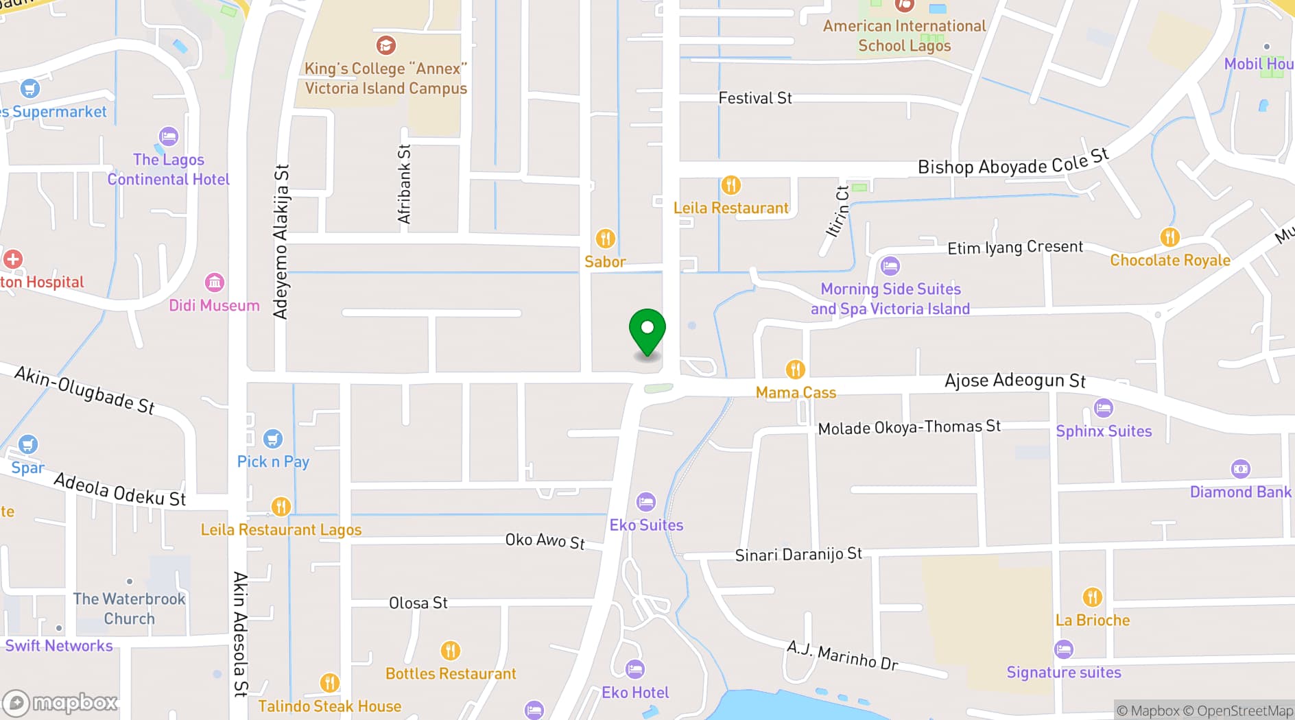 Map showing ProvidusBank Penthouse (Event Space)