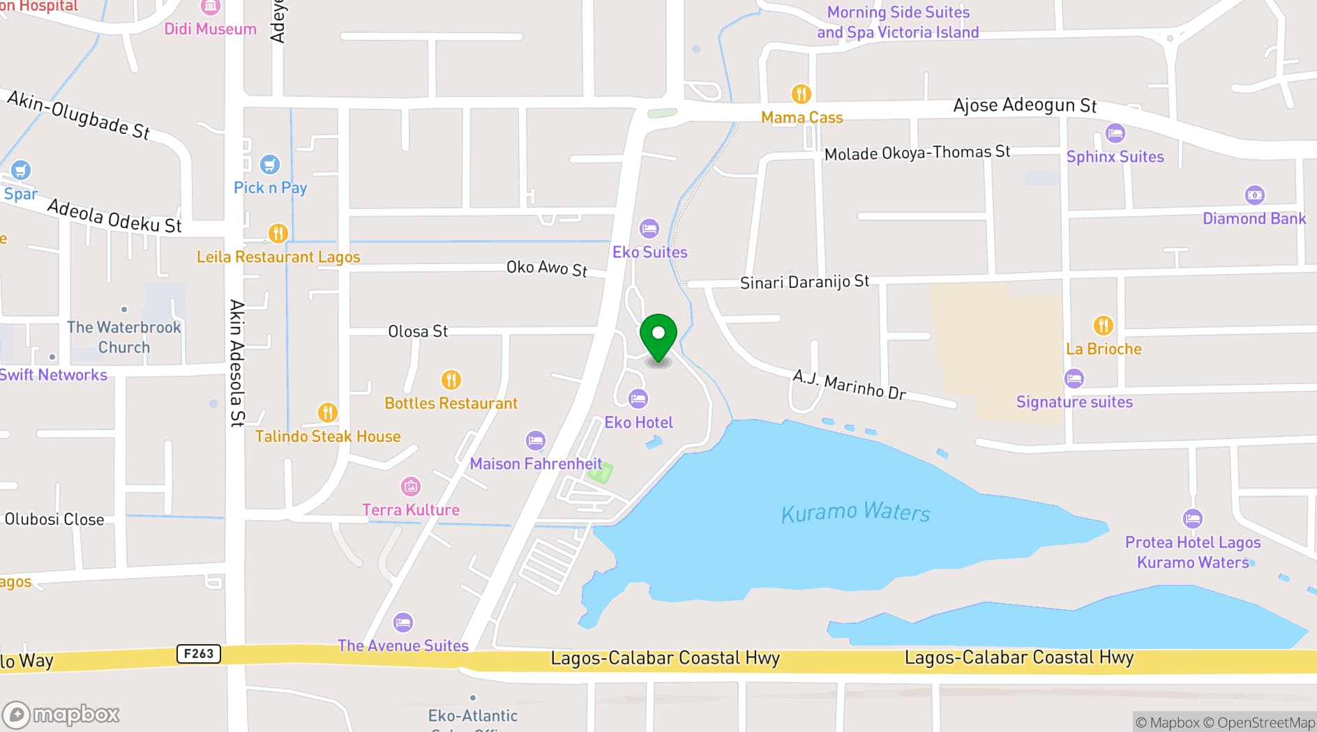 Map showing Eko Hotels & Suites