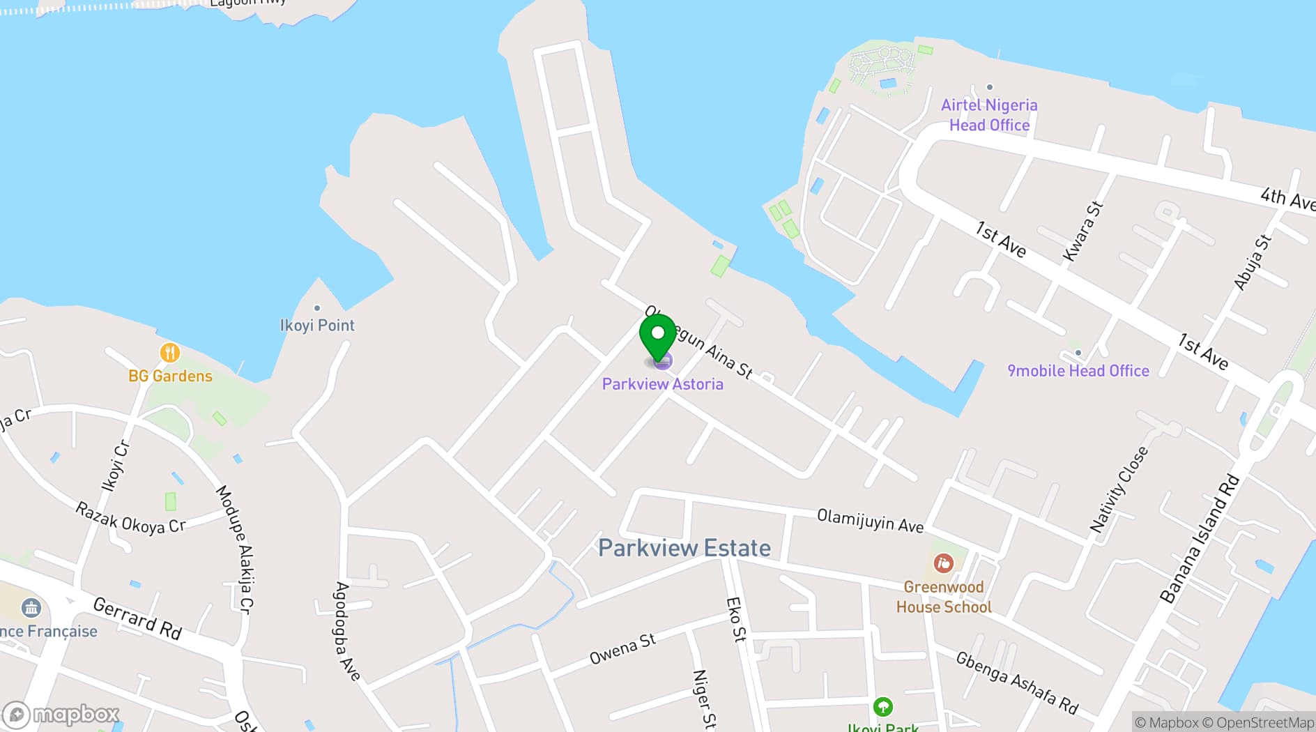 Map showing Parkview Astoria Hotel