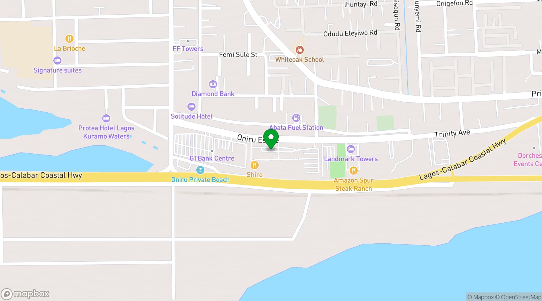 Map showing Landmark Events Centre