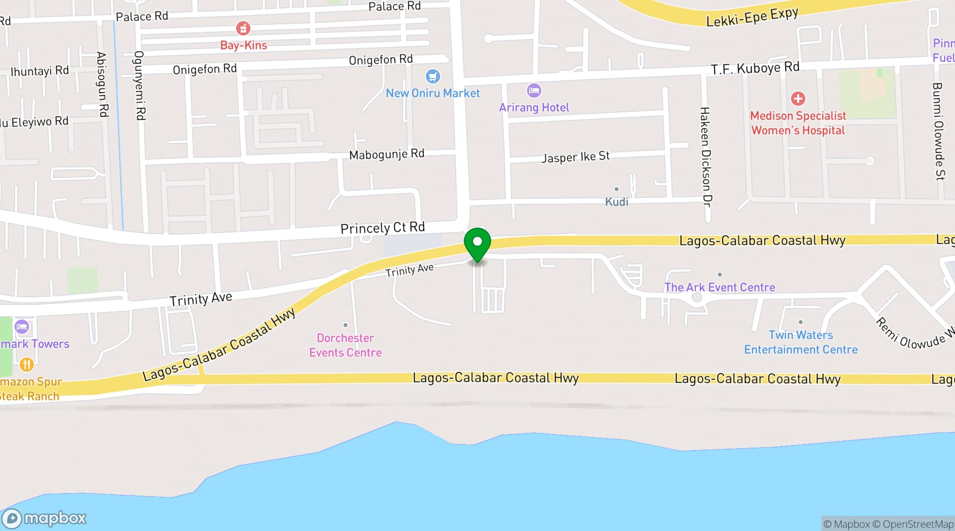Map showing QueensPark Events Centre