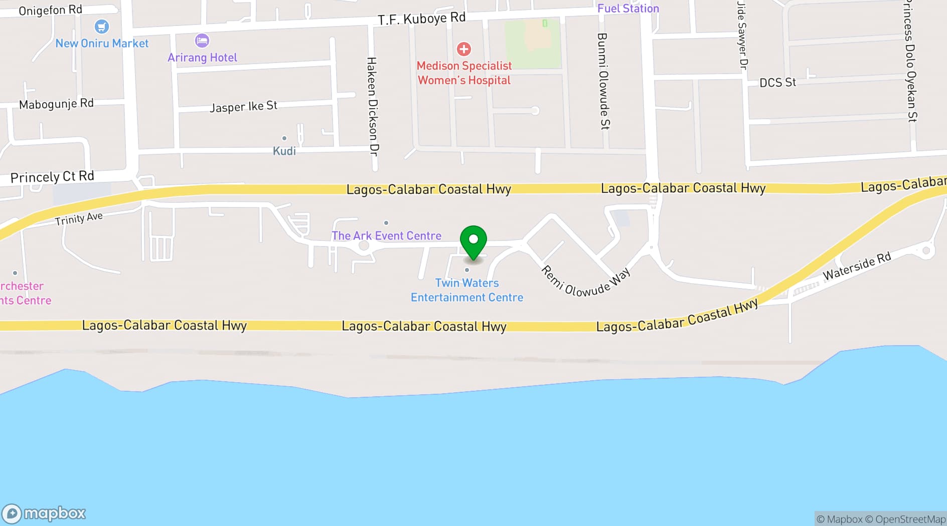 Map showing Twin Water Lagos