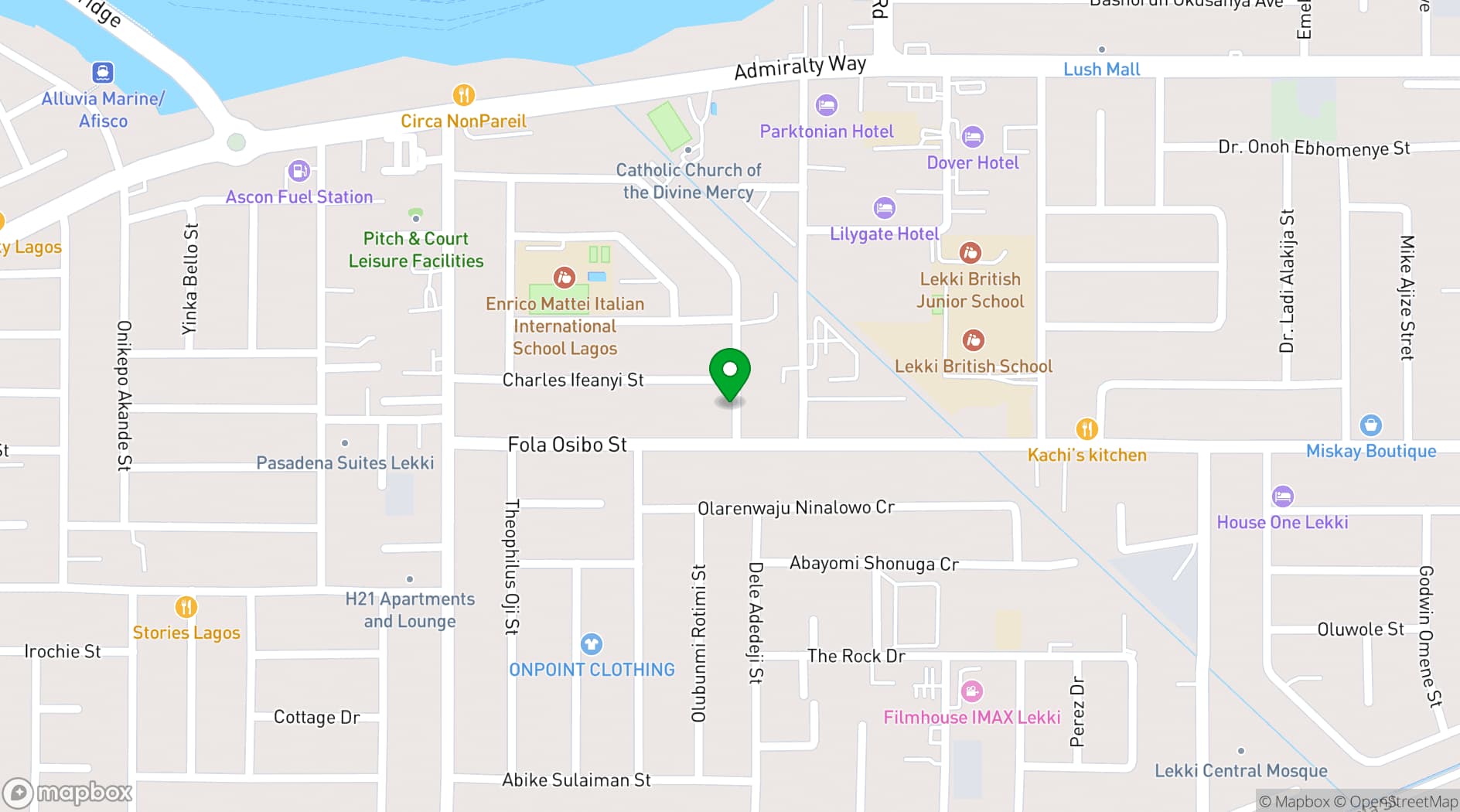Map showing BON Hotel Lekki Residence