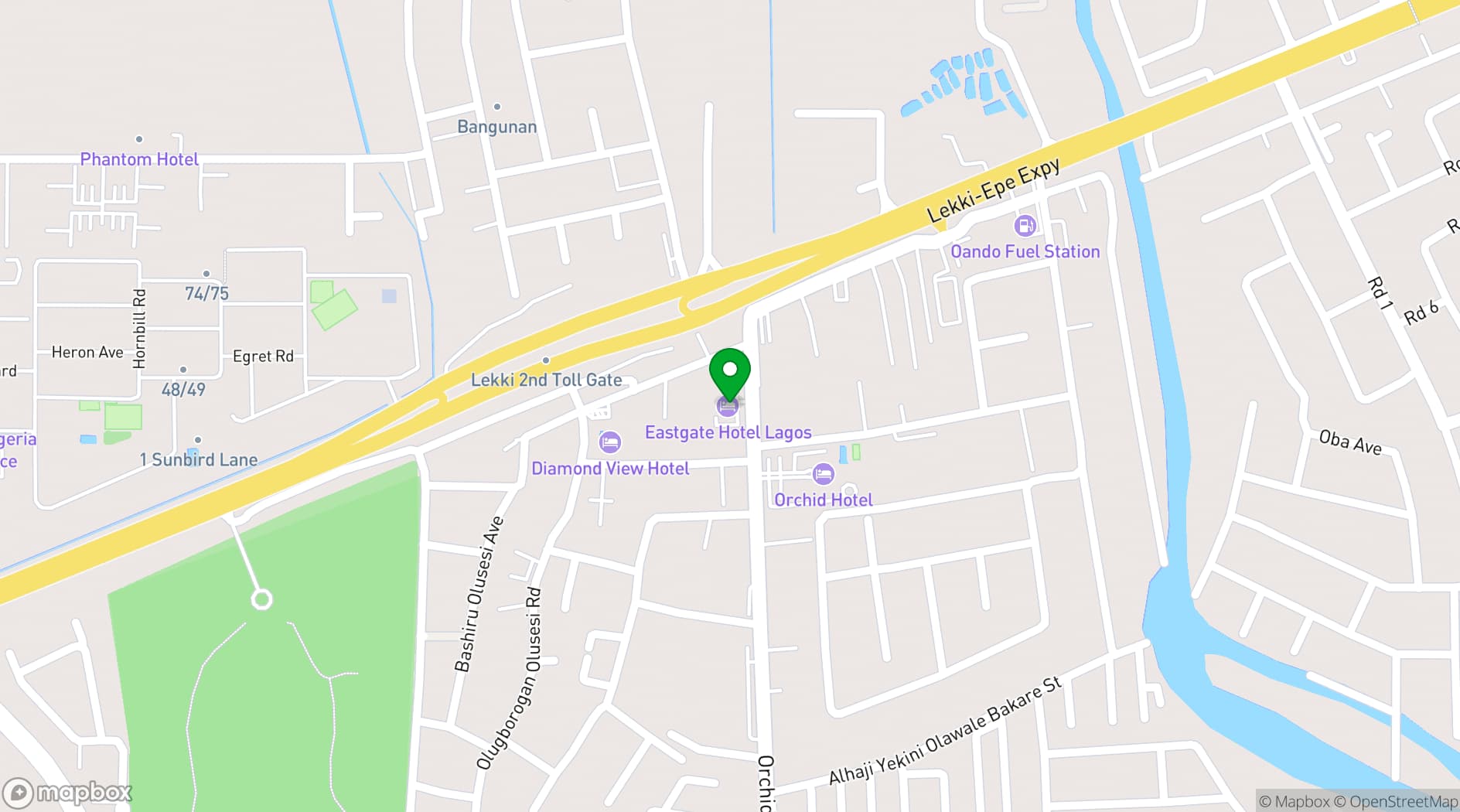 Map showing Eastgate Hotel Lekki