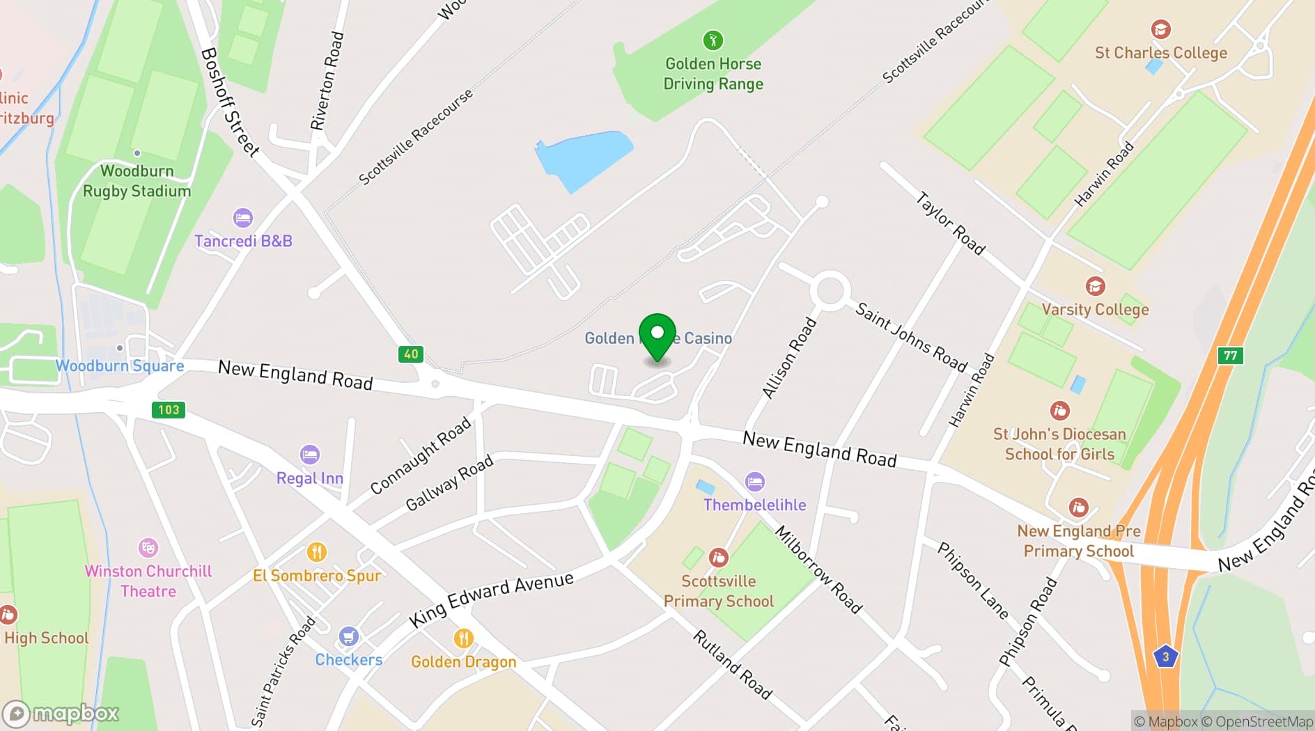 Map showing Golden Horse Casino