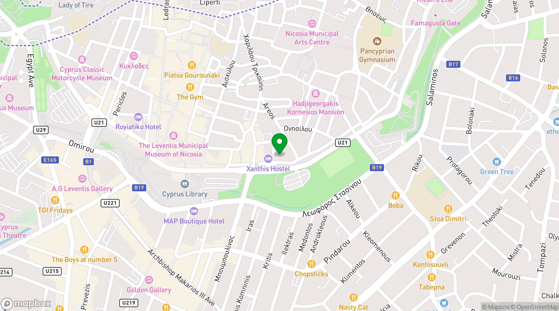 Map showing Royal Hall