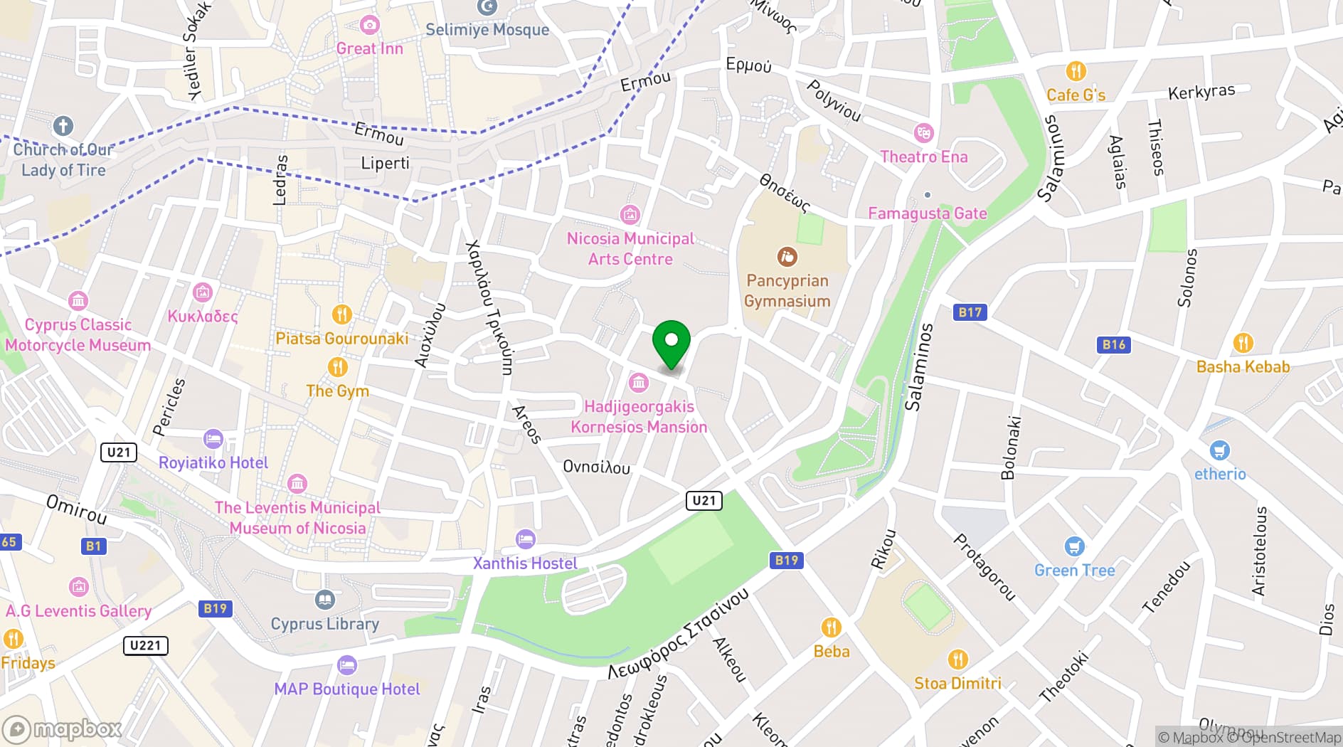 Map showing Amyth of Nicosia
