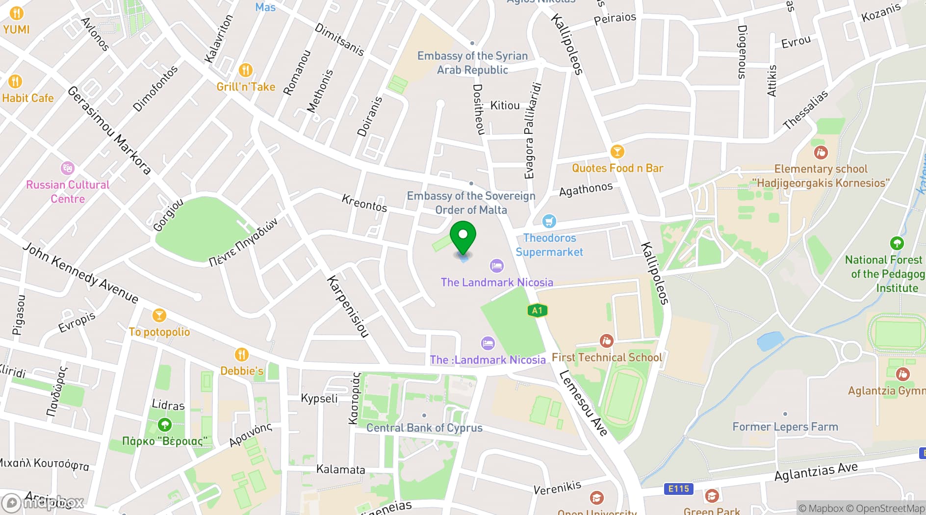 Map showing The Landmark Nicosia, Autograph Collection