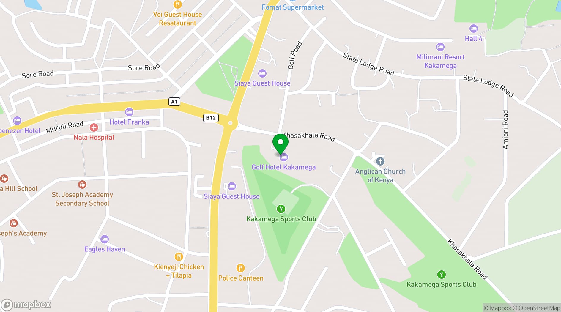 Map showing Golf Hotel Kakamega