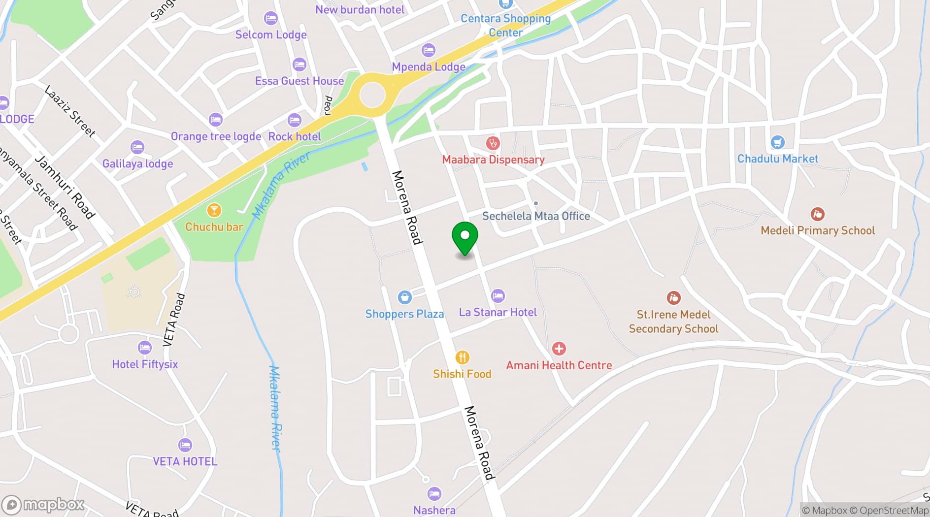 Map showing Rafiki Dodoma Hotel