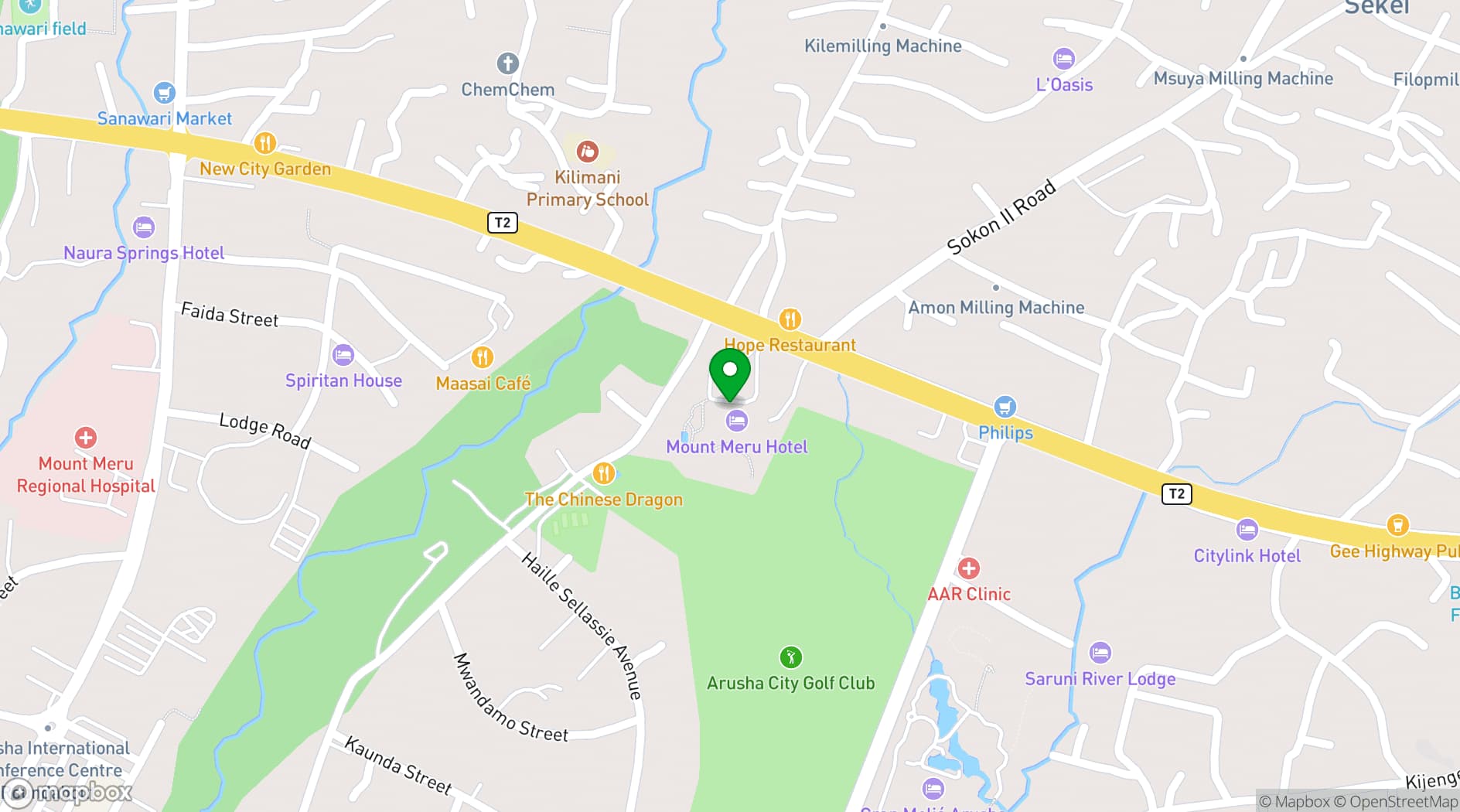 Map showing Mount Meru Hotel