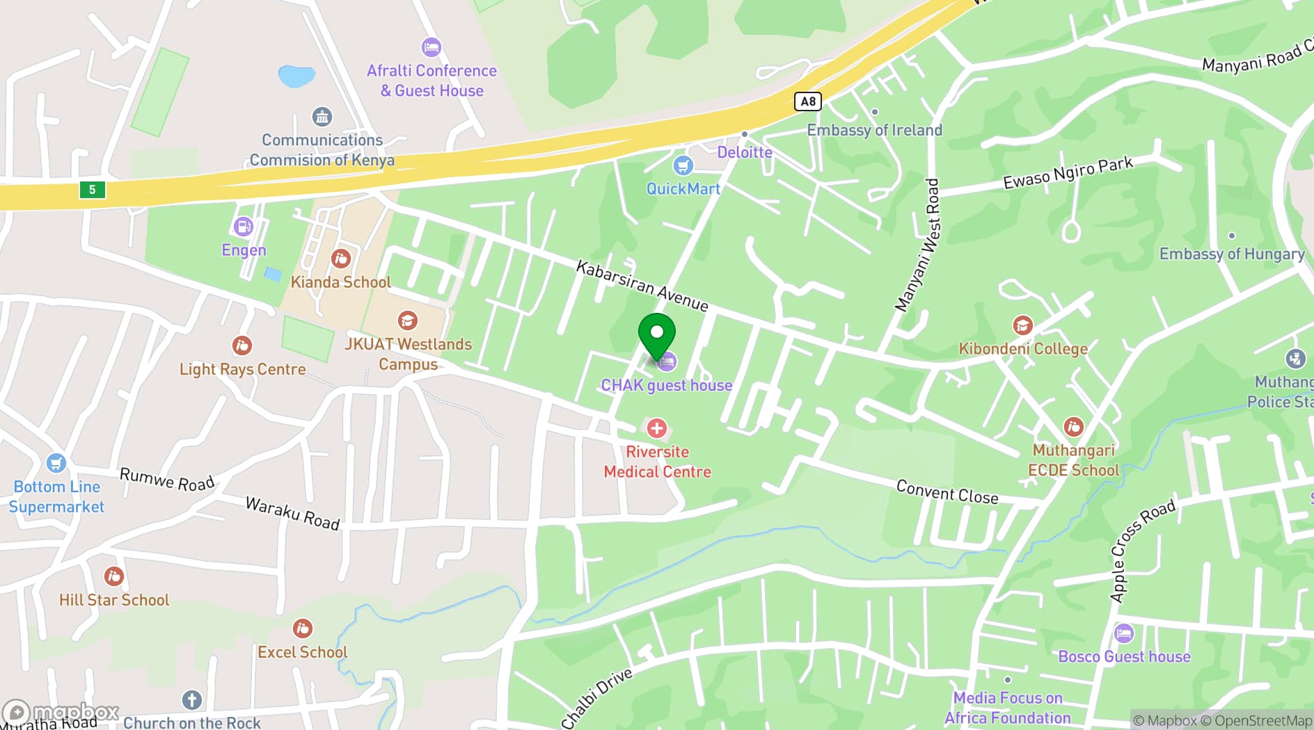 Map showing CHAK Guest House & Conference Centre