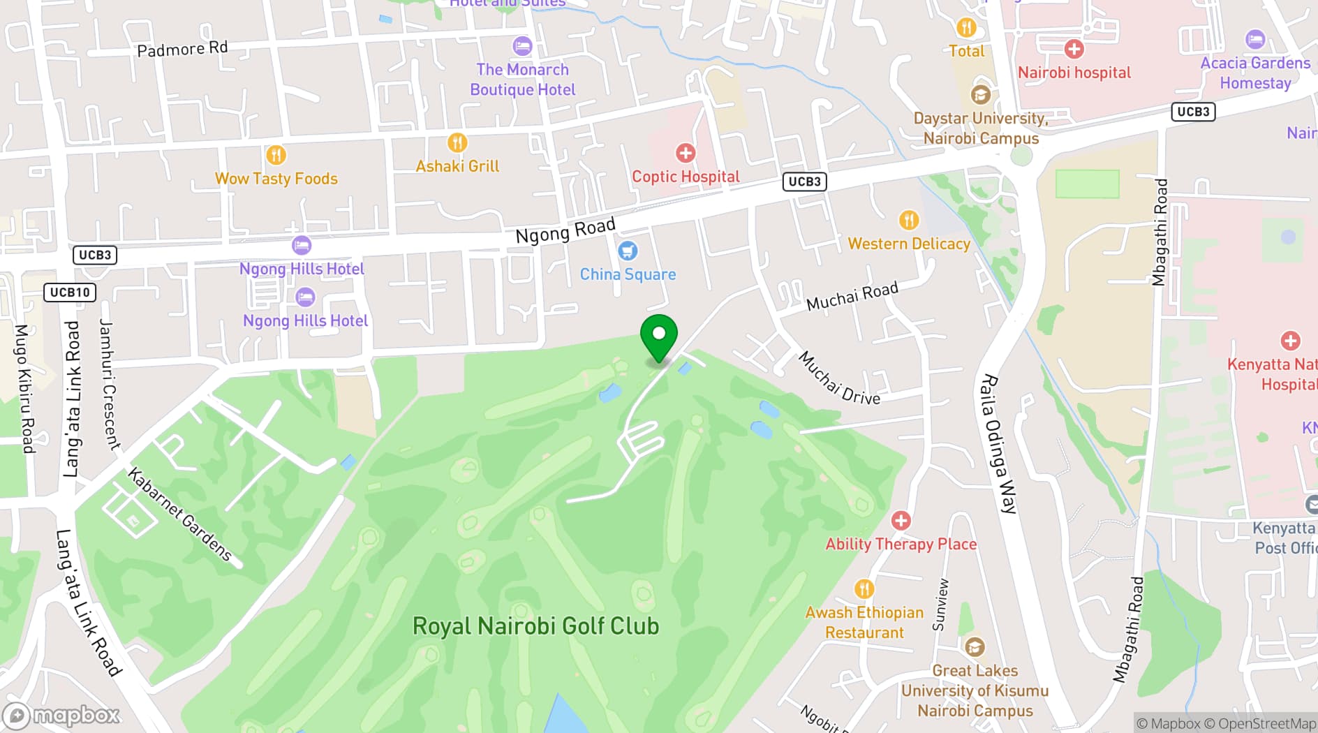 Map showing Royal Nairobi Golf Club