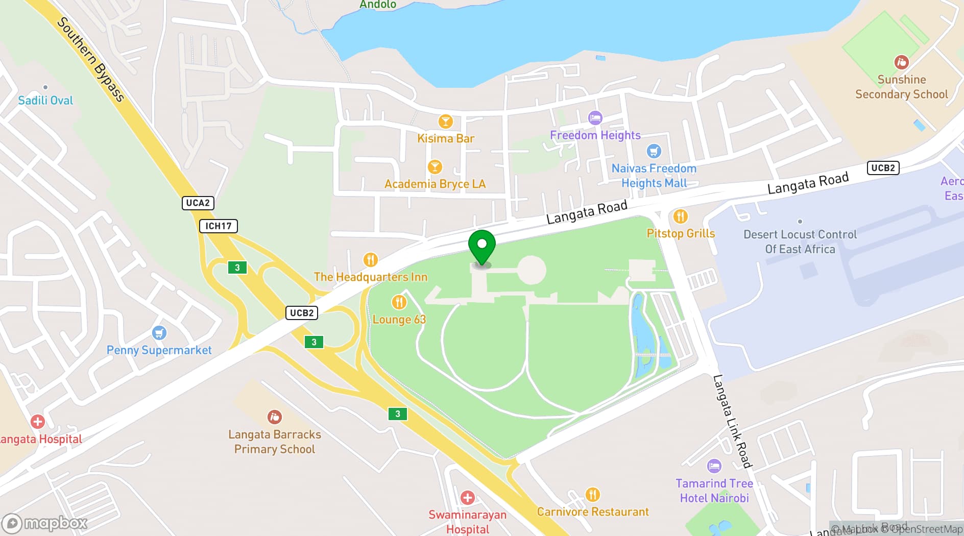 Map showing Uhuru Gardens National Monument & Museum
