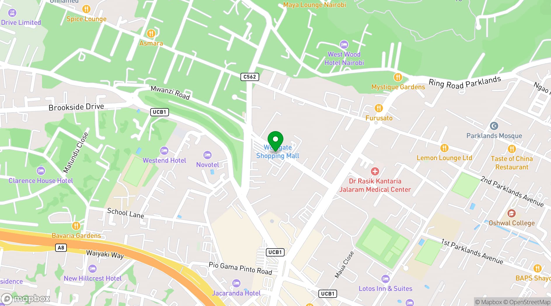 Map showing Westgate Shopping Mall