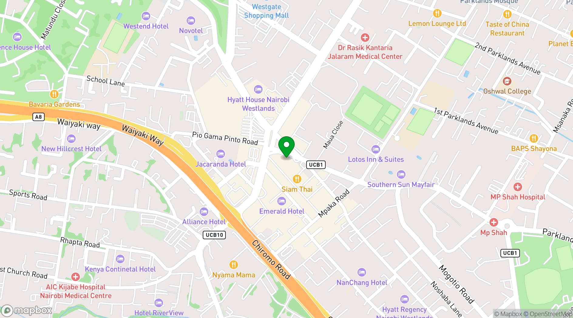 Map showing The Alchemist, Nairobi