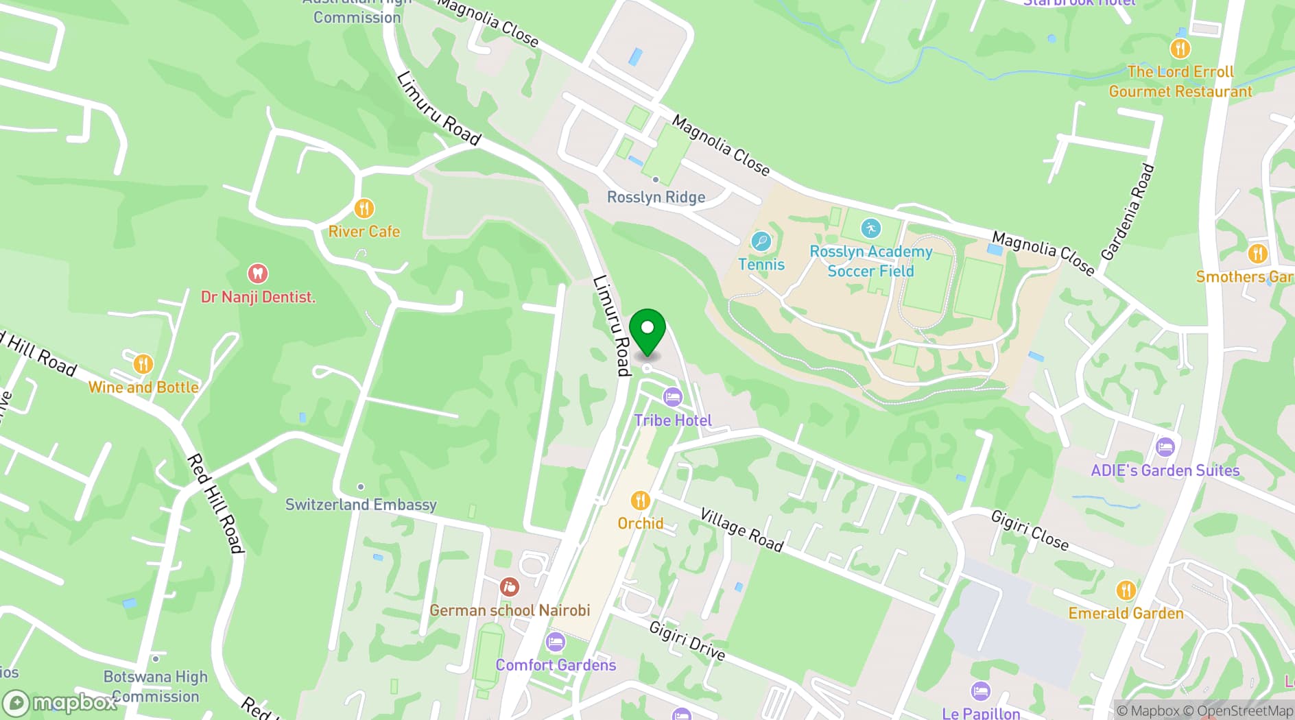 Map showing Tribe Hotel