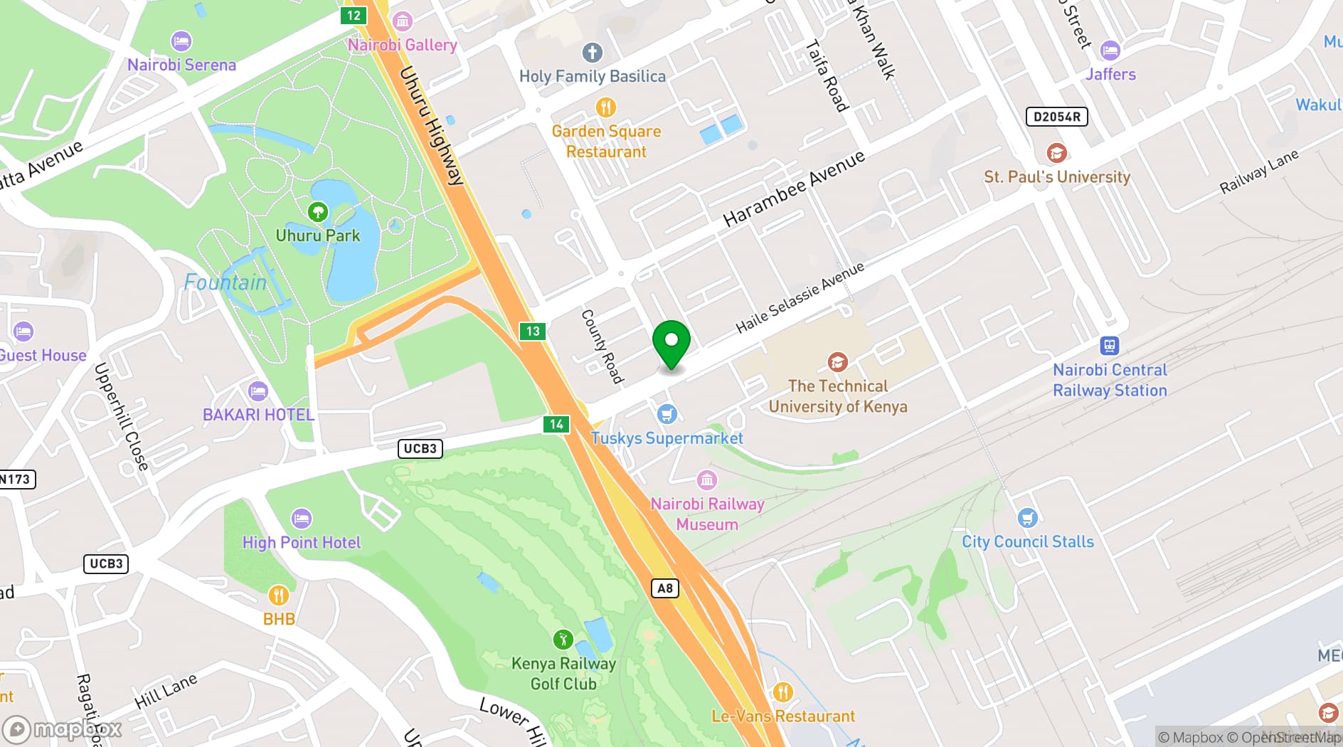 Map showing The Boma Nairobi