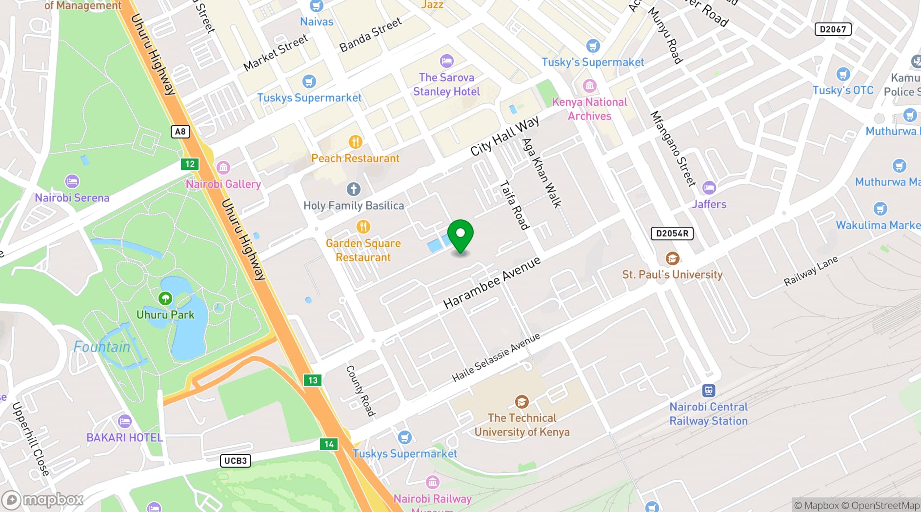 Map showing KICC (Event Centre)