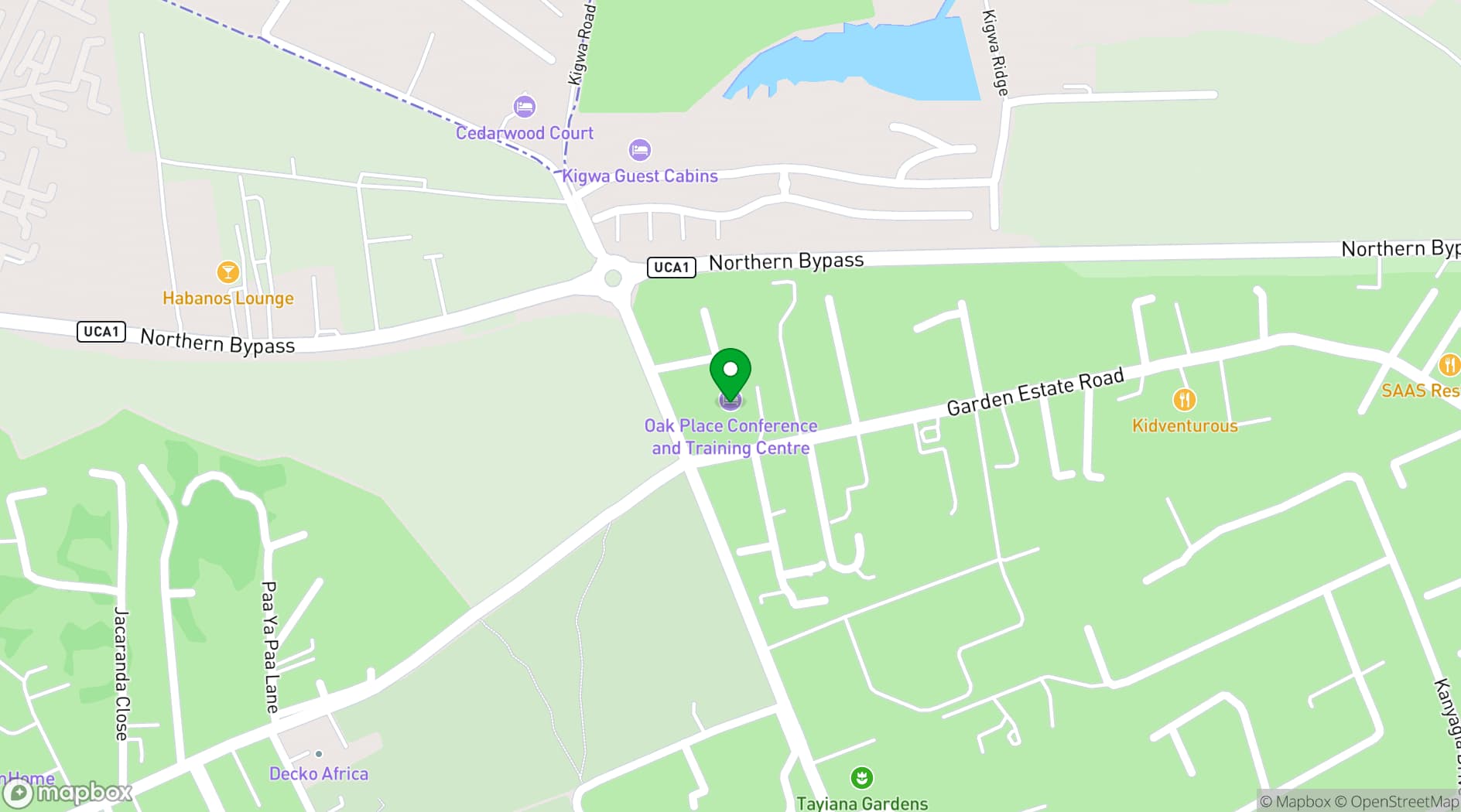 Map showing Oak Place Hotel and Conference Centre