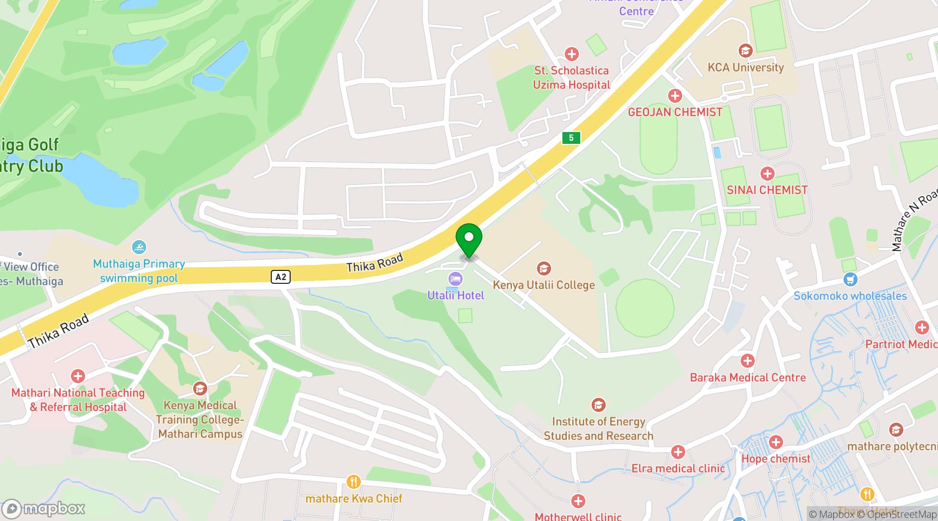 Map showing Utalii Hotel