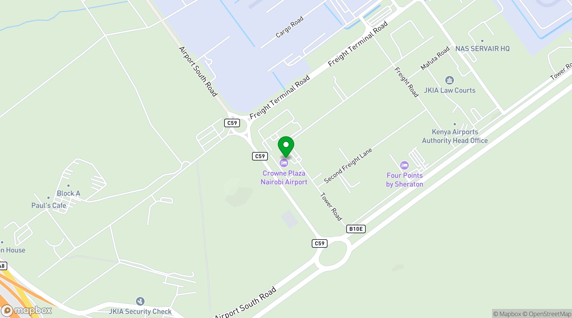 Map showing Crowne Plaza Nairobi Airport