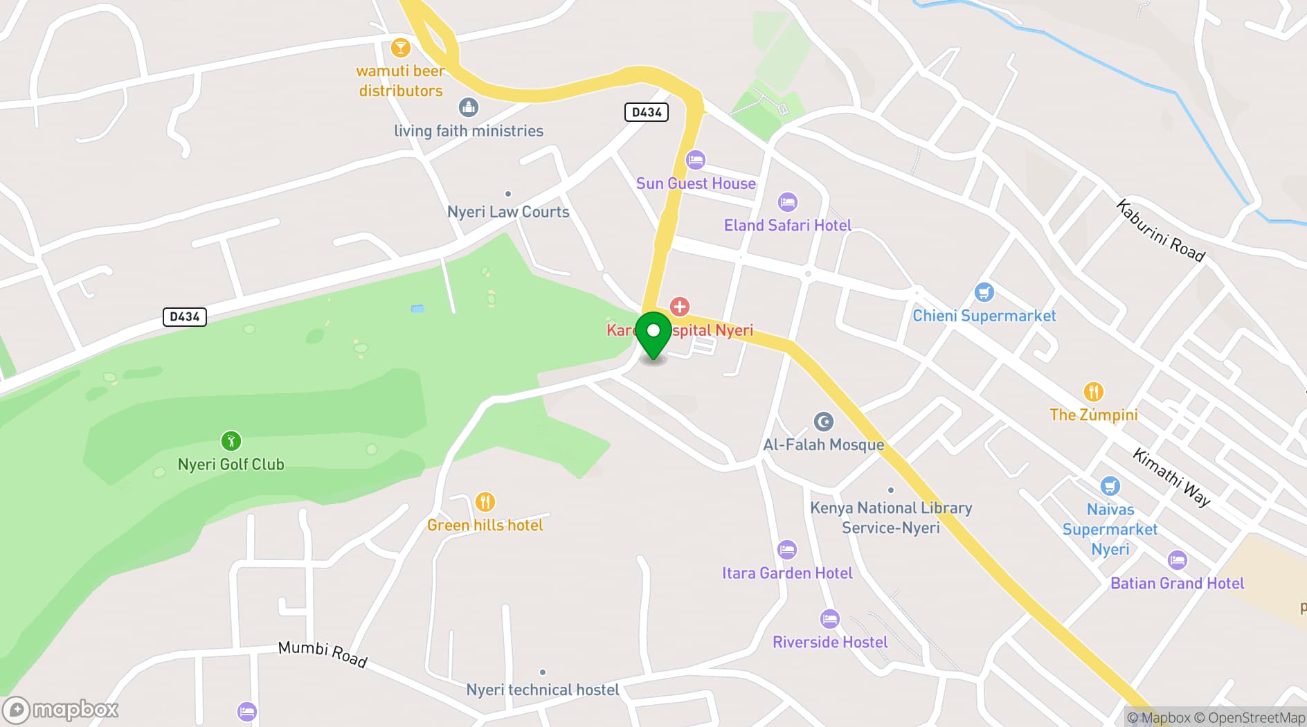 Map showing The White Rhino Hotel