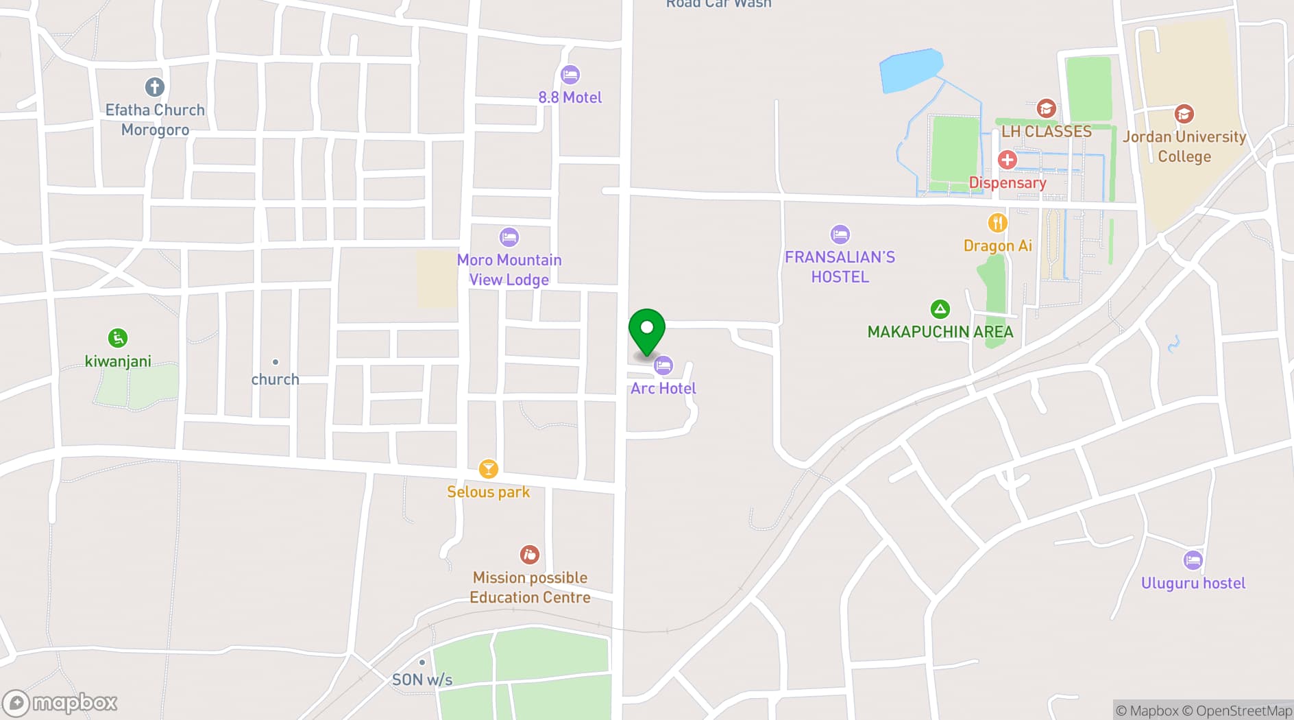 Map showing Arc Hotel