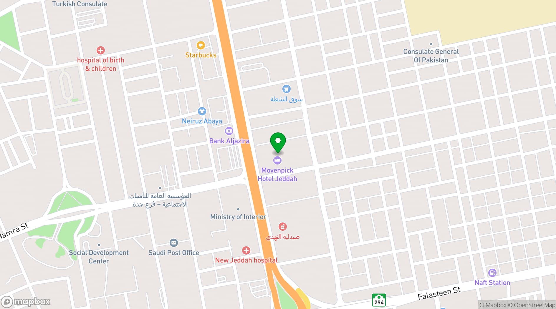 Map showing Mövenpick Jeddah