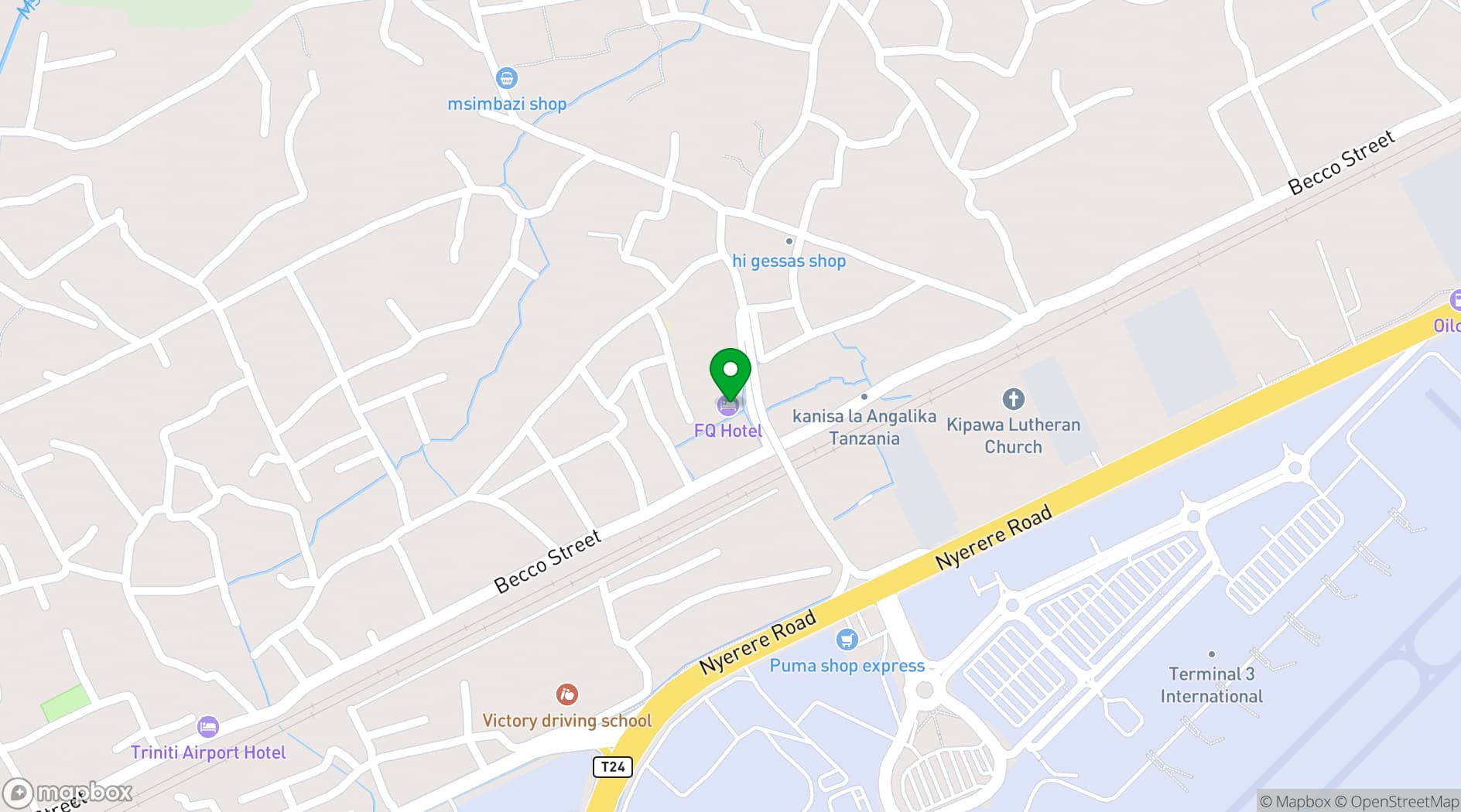 Map showing FQ Hotels Limited