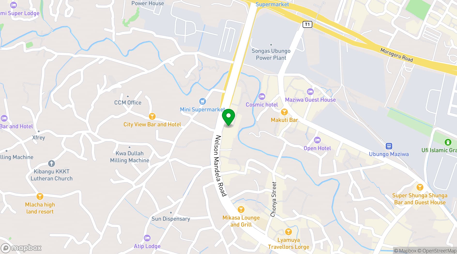 Map showing Landmark Hotel Ubungo