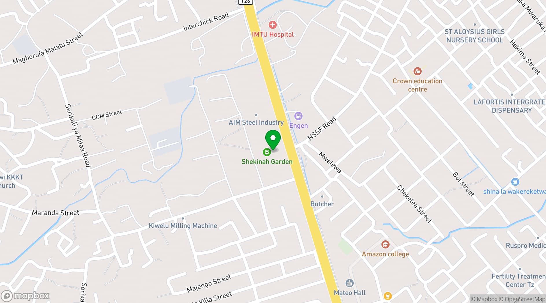 Map showing Shekinah Garden