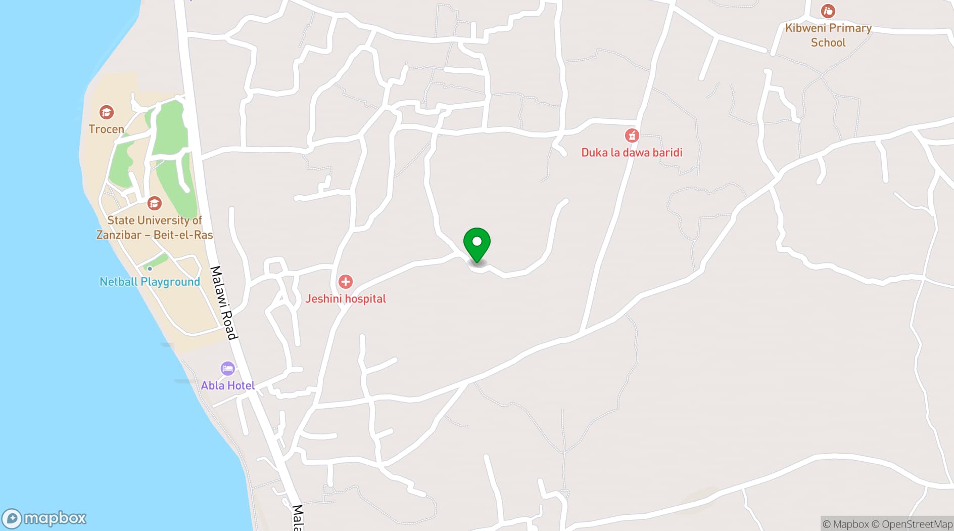 Map showing Golden Tulip Zanzibar Resort