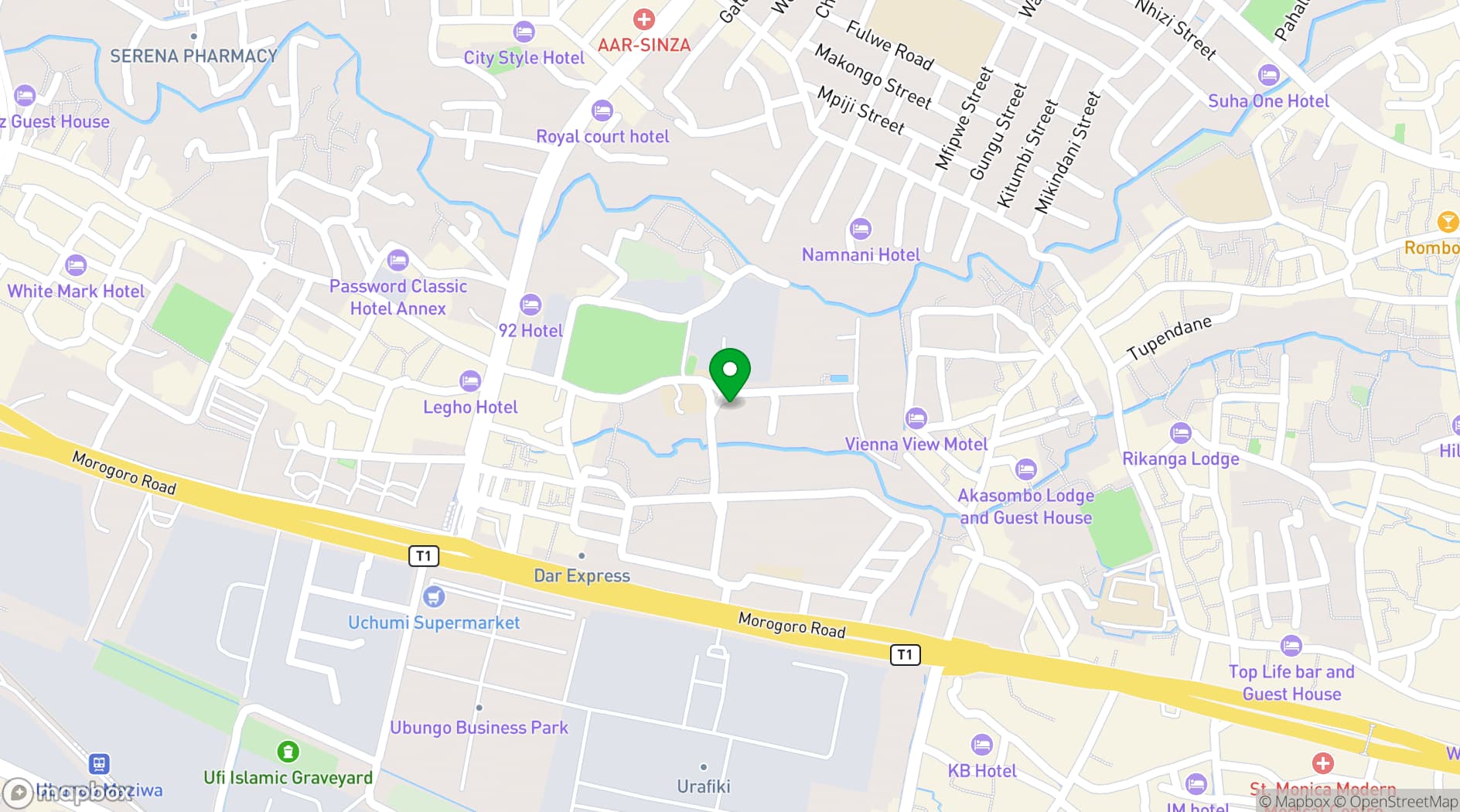 Map showing Urafiki Social Hall